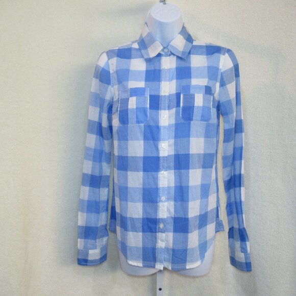 🌟 Aéropostale Blue & White Gingham Button-Up Shirt | Size Small | NWT - Picture 1 of 11